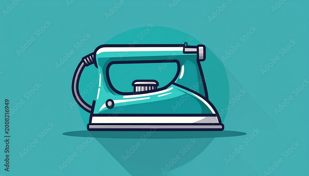 modern electric iron icon isolated on teal gradient background for household cleaning