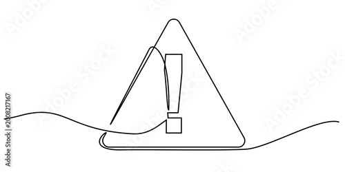 Canvastavla Editable continuous one line drawing danger symbol vector for clean safety signs