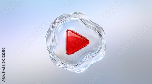 Abstract rendering of a play button inside of liquid, 3D illustration