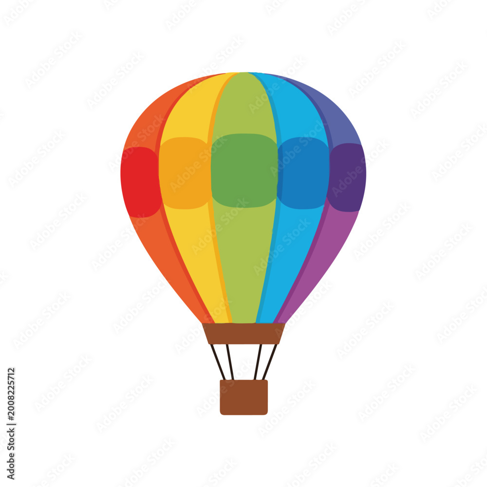 Fototapeta premium Colorful Rainbow Striped Hot Air Balloon Illustration.
