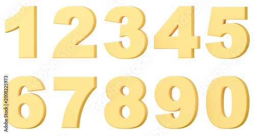 Cuadro en lienzo 3D素材_数字_黄色