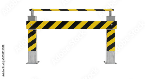 Yellow and black striped road barrier gate