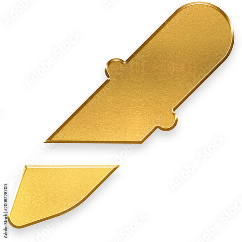 Fotografi Premium 3D golden eyedropper tool with metallic texture for creative design sele