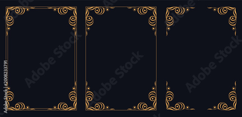 фотографія Golden Frames of Elegance: A set of ornate golden frames exuding timeless elegance and sophistication, perfect for adding a touch of grandeur and artistic flair