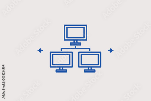 Quadro su tela Computer network hierarchy line icon for local area networks and IT infrastructure