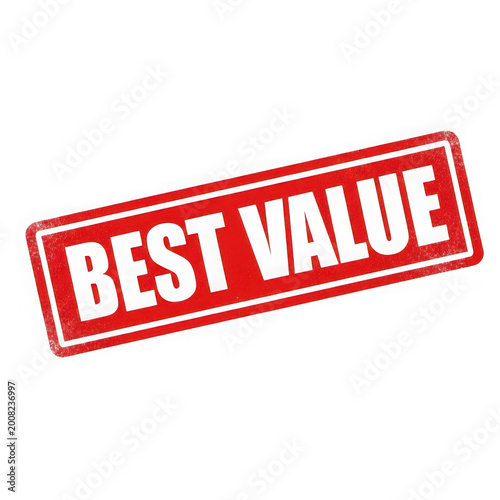 Red grunge stamp with words best value over transparent background.