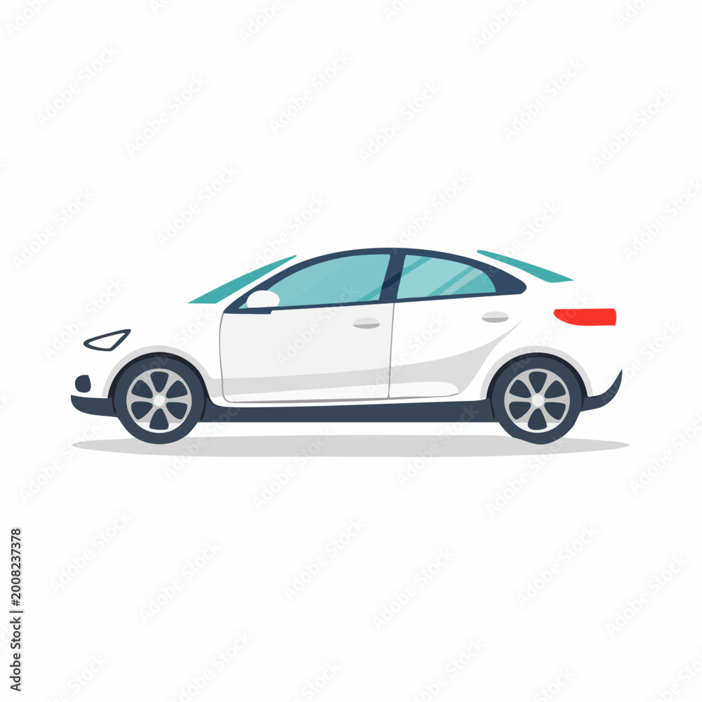 Fototapeta premium White Sedan Car Illustration