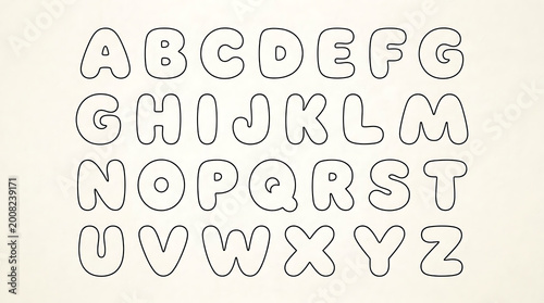 Playful Bubble Font Alphabet Outline for Coloring and Design