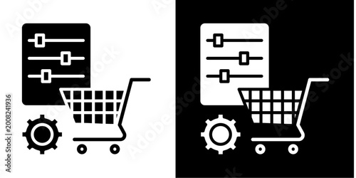 Foto Shopping Settings Icon Set White Glyph Style Collection