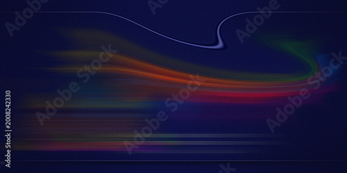 Photos Dynamic abstract composition with swirling colorful lines on dark blue background, conveying motion and energy in digital art