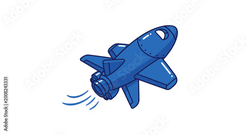 Tableau sur toile Blue Airplane in Flight Mode.