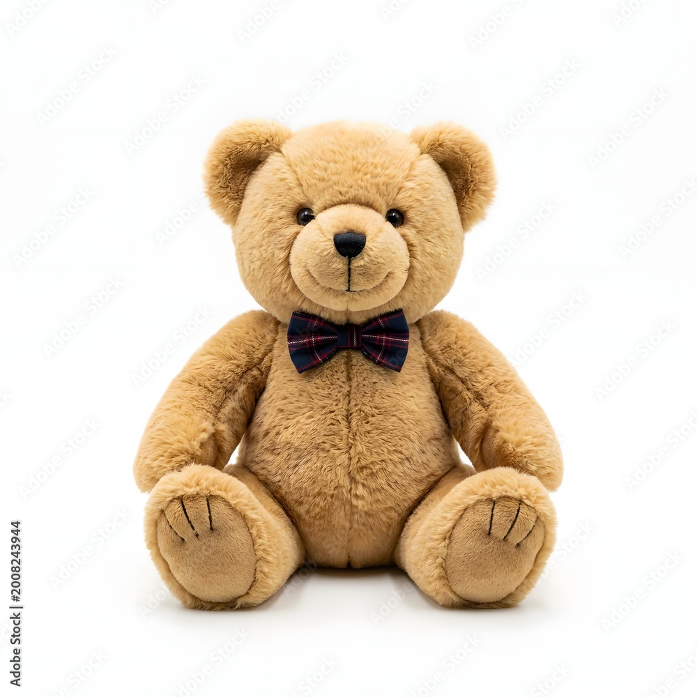Fototapeta premium Teddy bear toy in studio lighting brown plush isolated on white background