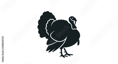 Принти на полотні Black Silhouette of a Turkey Bird.