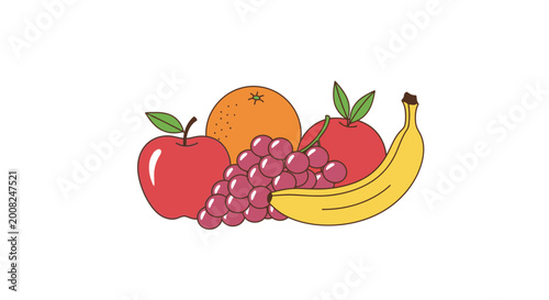 Quadro em tela Colorful illustration of fresh fruit.