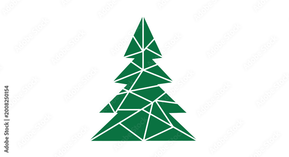 Fototapeta premium Green Christmas Tree Polygon Shape.