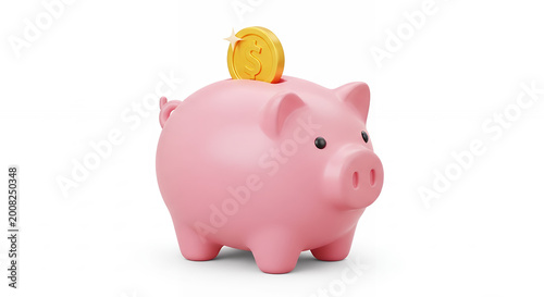 3D Piggy Bank Icon in Smooth Soft Style, Savings, Investment and Wealth Growth Concept for Finance App UI Design