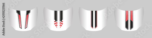Photos Sports car hood racing stripe and decal set