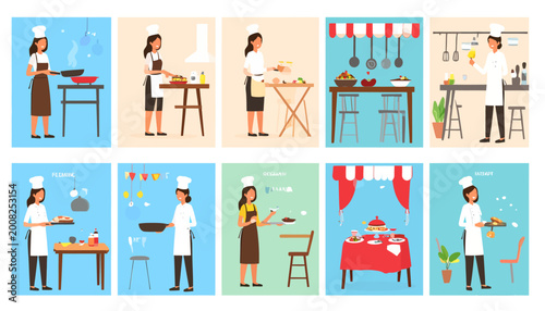 A Collection of Diverse Flat Vector Illustrations Featuring Medical Professionals in Various Poses and Actions