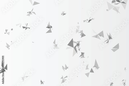 Abstract geometric origami birds background vector, monochrome and isolated on transparent background
