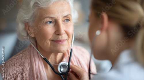 Elderly woman undergoing medical exam