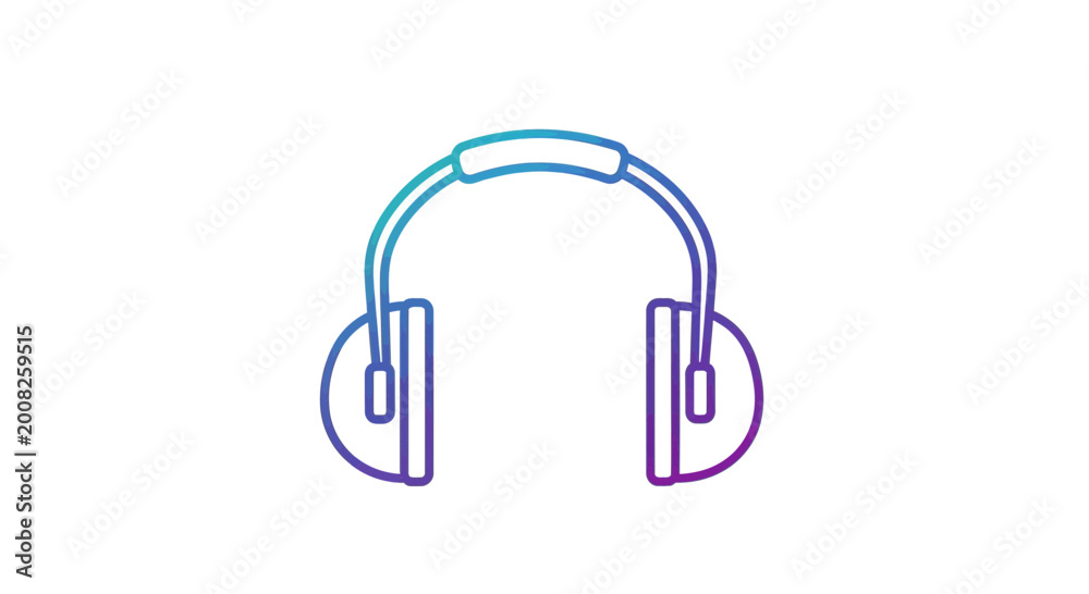 Fototapeta premium Gradient Headphones Icon, Music, Audio, Sound, Technology, Entertainment, Digital, Communication