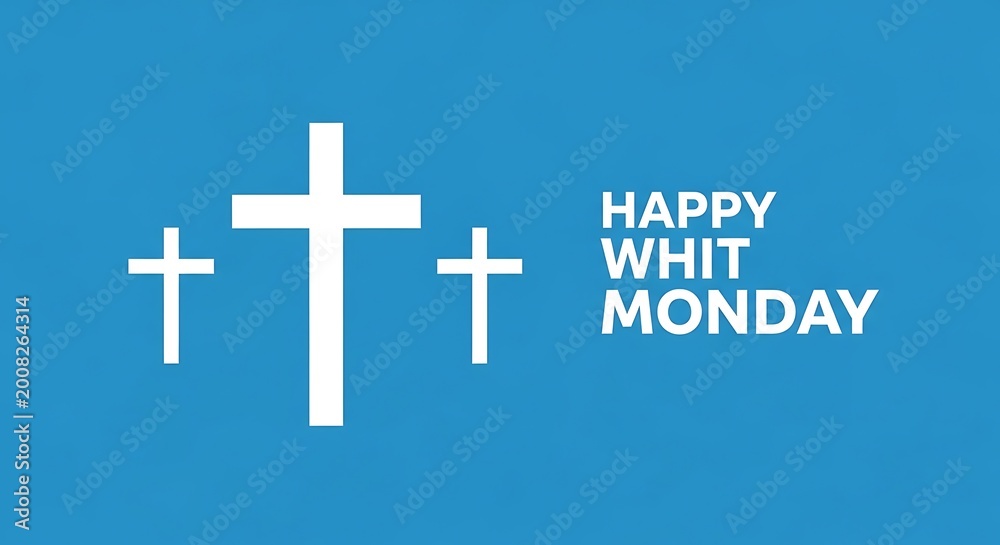 Fototapeta premium Happy whit monday greeting with three white crosses