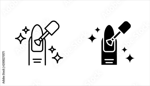 Foto nail care icon set, polish or gel for nails, manicure salon, vector illustration