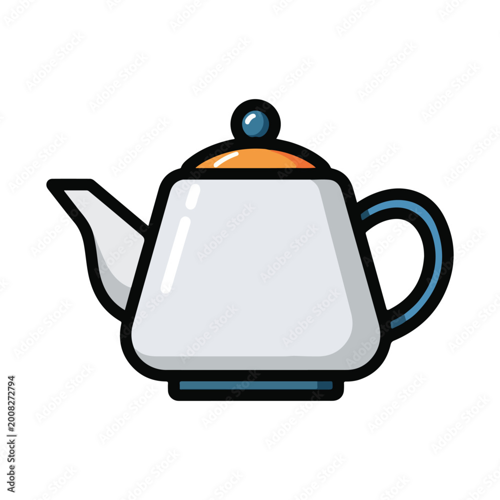Obraz premium Minimalist vector illustration of a simple white tea kettle.