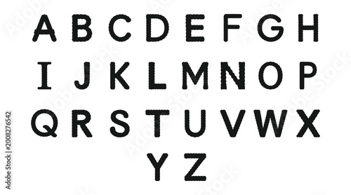 Bilde på lerret Bold Hand-Drawn Alphabet Set - Textured Uppercase Letters A to Z in Stamp Style