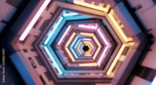 Vibrant geometric pattern with hexagons.