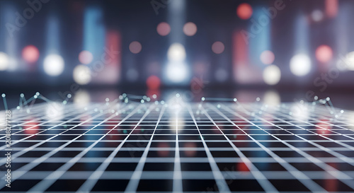 Blurred grid with colorful lights background.