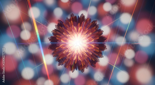 Vibrant colorful light burst effect background.
