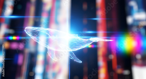Abstract glowing light streaks in motion.