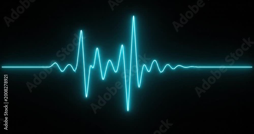 Neon blue heartbeat waveform on a black background, symbolizing health and vitality
