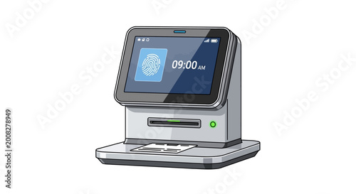 Картината върху платно Silver laptop with green power button.