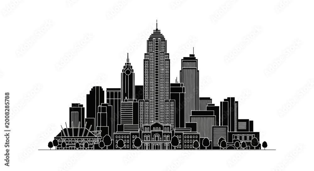 Fototapeta premium Indianapolis Skyline Silhouette ? Iconic Cityscape Vector Illustration