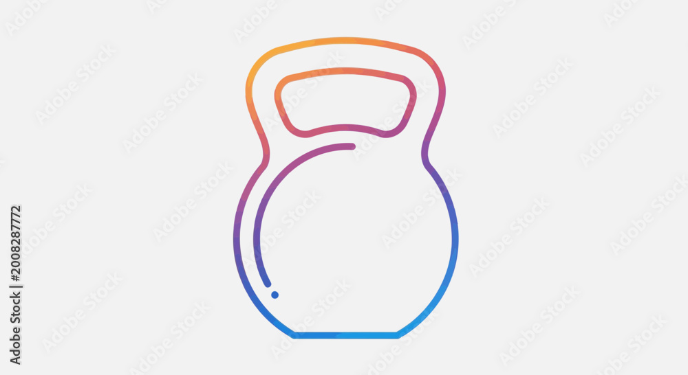 Fototapeta premium Kettlebell icon, fitness equipment, workout tool, colorful gradient outline, isolated on white background