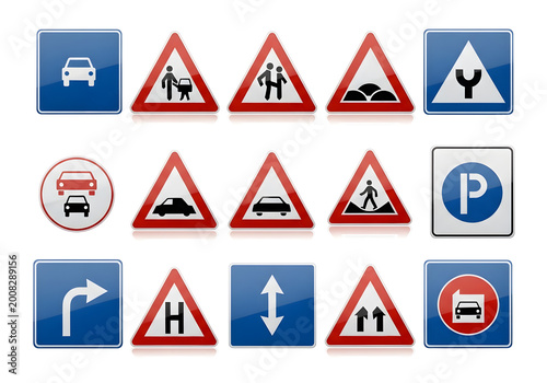 Free Download Collection of various road and traffic signs on white background - GFXLoad