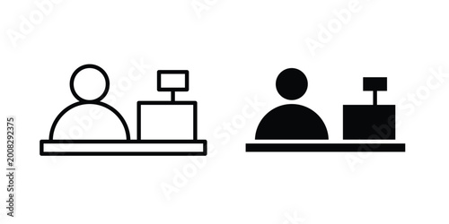 Foto Cashier icon Illustration vector set, glyph and line icons
