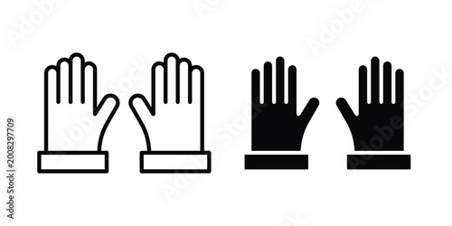 Картината върху платно Gloves icon Illustration vector set, glyph and line icons
