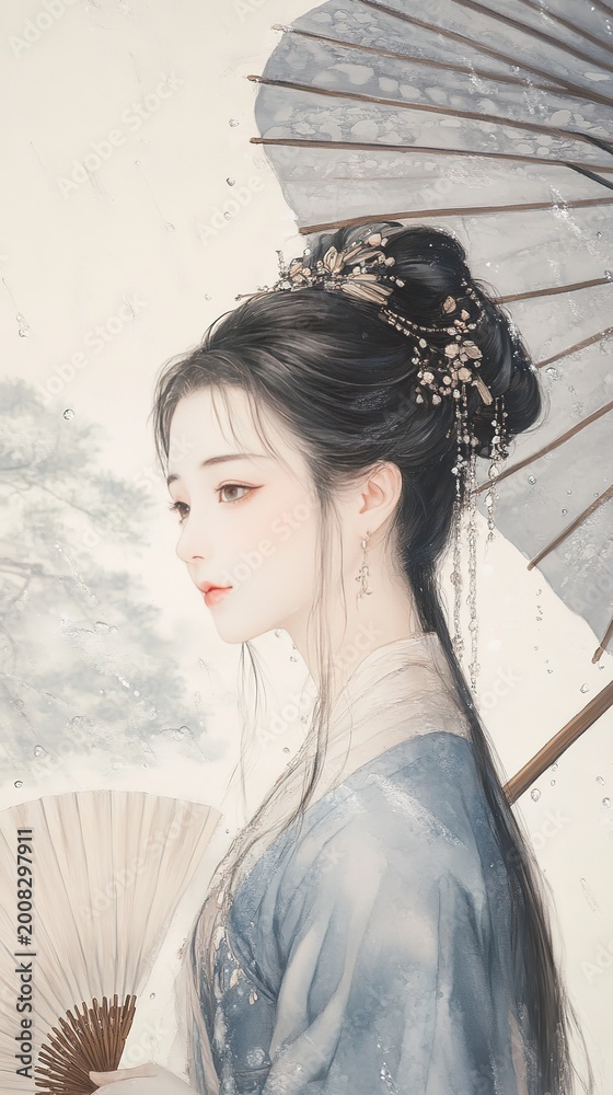 Fototapeta premium woman with fan