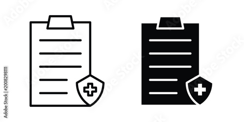 Photos Health insurance icon Illustration vector set, glyph and line icons