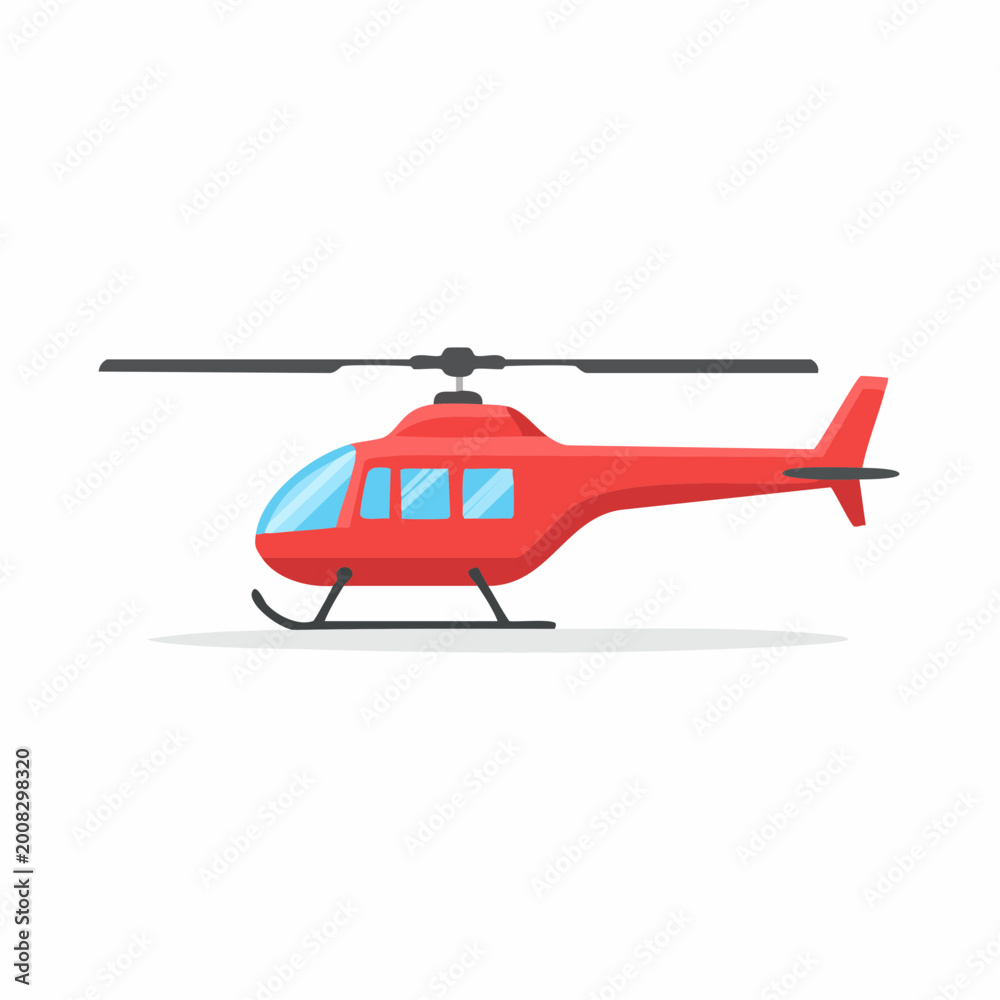 Fototapeta premium Red Helicopter Illustration