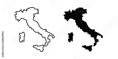 Photography Italy map icon Illustration vector set, glyph and line icons