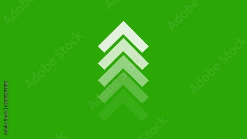 Up arrow animation on green background. direction arrow icon motion. Up arrow isolated. swipe up pointing video footage-4k green background icon animation
