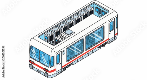 Obraz na plátne Modern Tourist Train with Open Top Carriage for Sightseeing.