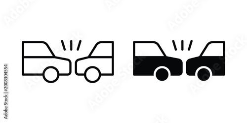 Foto Rear end collision icon Illustration vector set, glyph and line icons