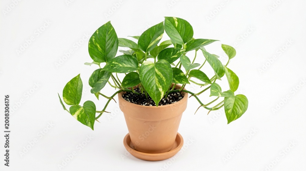 © Sania - Money plant with heart shaped leaves isolated on white background indoor houseplant natural greenery home decor botanical concept