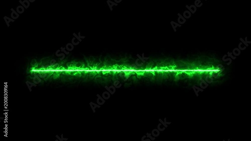 Glowing green neon energy line abstract overlay on black background