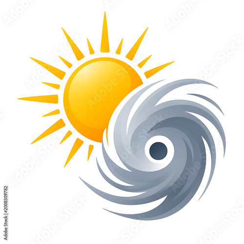 Weather icon design with sunny and hurricane symbols